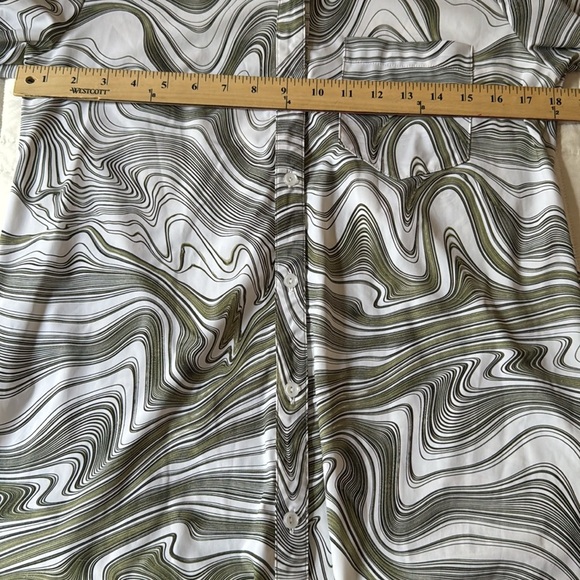 Lysse Schiffer Long Sleeve Button Down Shirt size Small Stretch Tunic Pocket - Picture 5 of 7